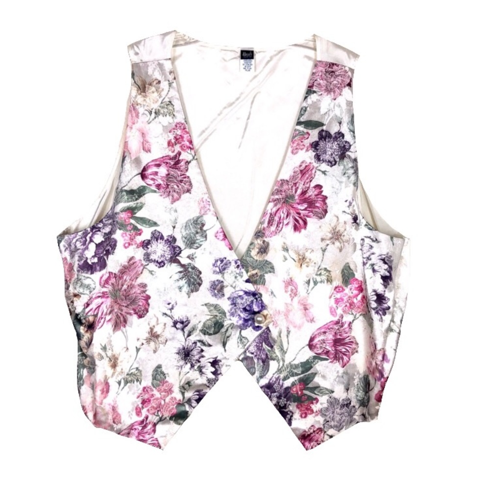 Honey Collection Flowered Vest Sz Plus